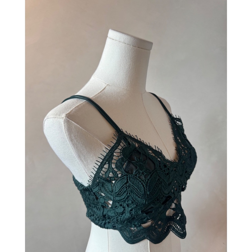 Free People x Anthropologie‎ Green Crochet Sexy Cami Tank Sz M Retail $58 NWT! - Picture 2 of 5